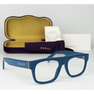 NWT Gucci GG1137o Blue Square 53mm Eyeglasses